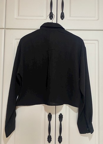 Yıldız Desenli Siyah Düğmeli Kadın Gömlek - Görsel 3