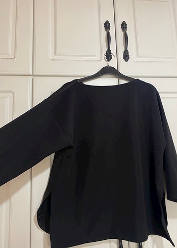 Siyah Kadın Uzun Kollu Salaş Bluz - Görsel 4