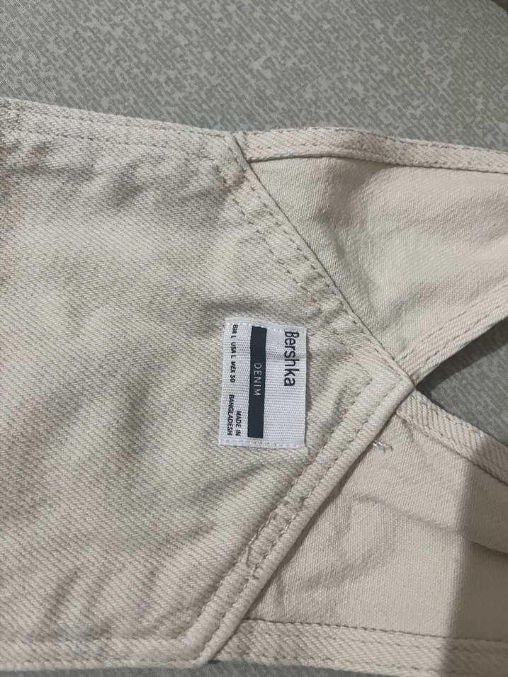bej bershka denim salopet - Görsel 3