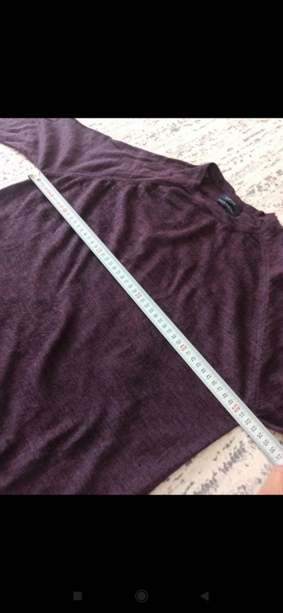 Mor Uzun Kollu Erkek Keten Triko Kazak - Görsel 5