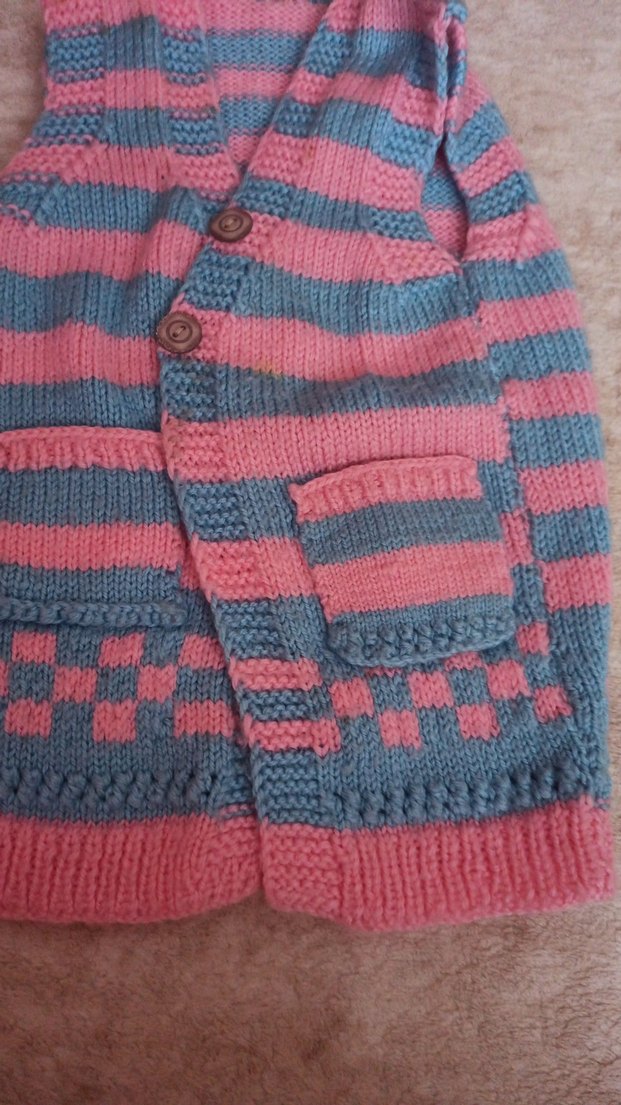 Kız Çocuk Pembe Gri Triko Yelek - Görsel 4