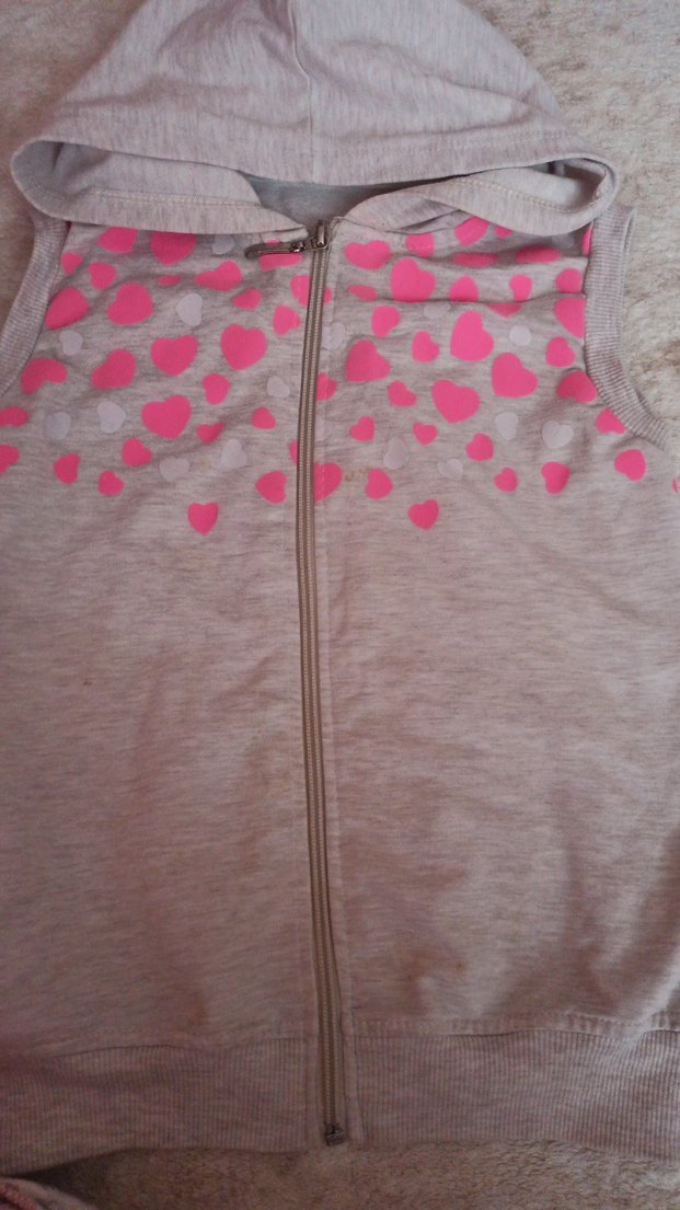 Kız Çocuk Kapüşonlu Gri Fermuarlı Yelek - Görsel 2