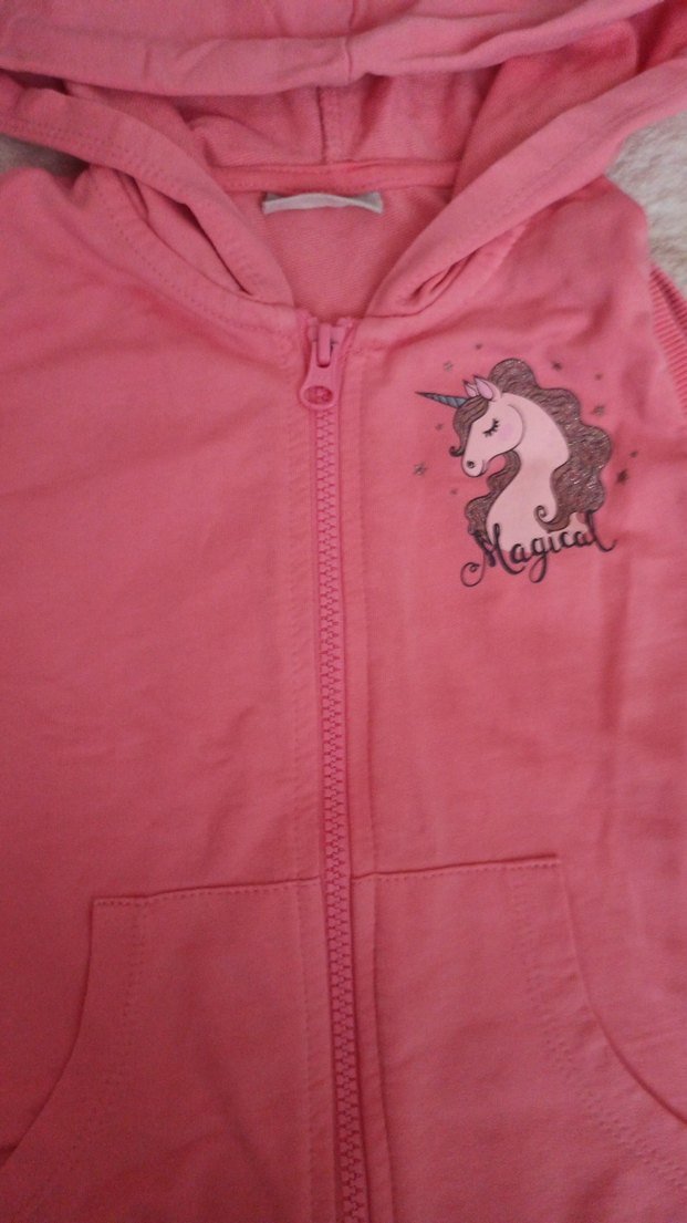 Kız Çocuk Pembe Kapüşonlu Fermuarlı Sweatshirt - Görsel 3