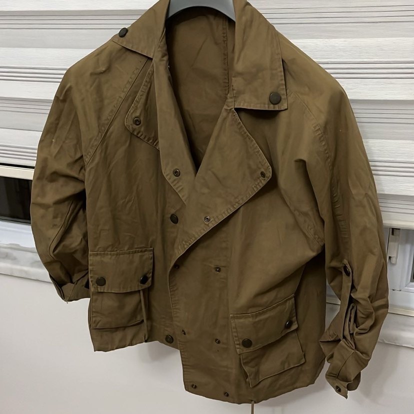 Düğmeli Bej Kamuflaj Keten Kadın Ceket - Görsel 3