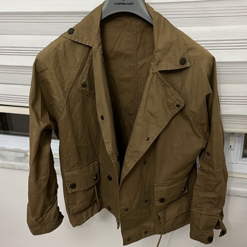 Düğmeli Bej Kamuflaj Keten Kadın Ceket - Görsel 4