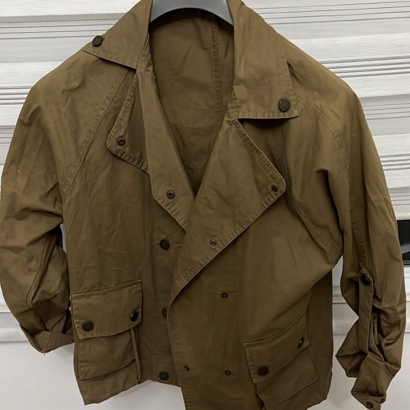 Düğmeli Bej Kamuflaj Keten Kadın Ceket - Görsel 2