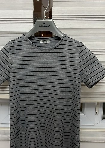 Gri Çizgili Kısa Kollu Midi Elbise - Görsel 2