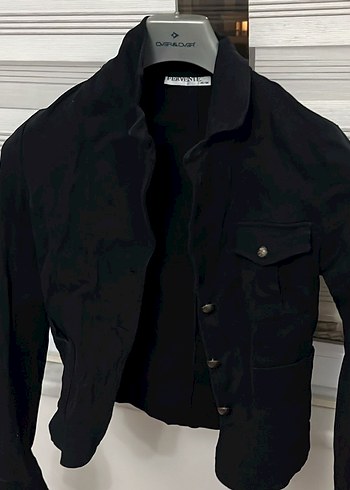 Düğmeli Siyah Denim Midi Ceket - Görsel 3