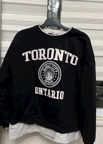 Toronto Baskılı Siyah Kadın Sweatshirt - Görsel 2