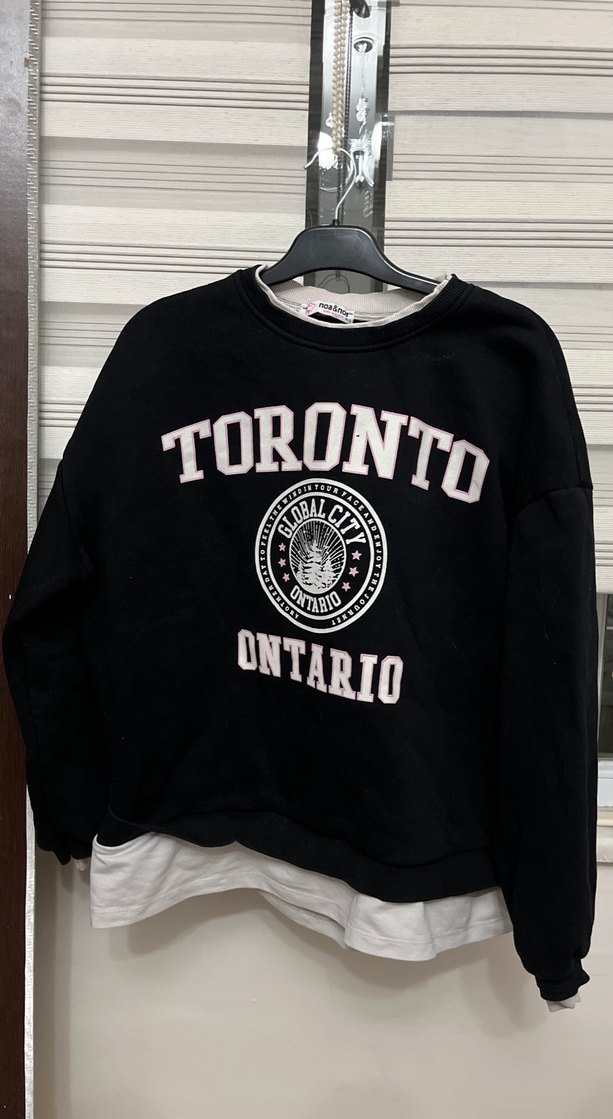 Toronto Baskılı Siyah Kadın Sweatshirt - Görsel 3