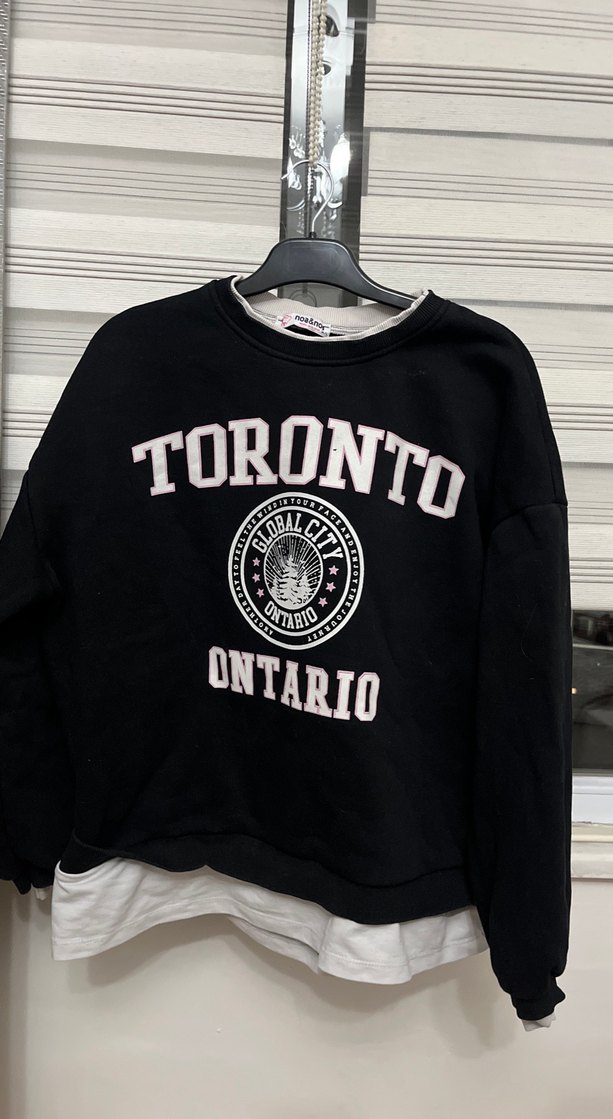 Toronto Baskılı Siyah Kadın Sweatshirt - Görsel 2
