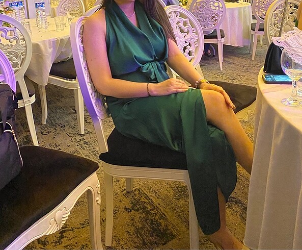 Şifon yırtmaçlı uzun elbise - Görsel 3