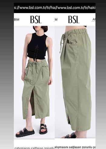 BSL FASHION siyah yırtmaçlı uzun etek