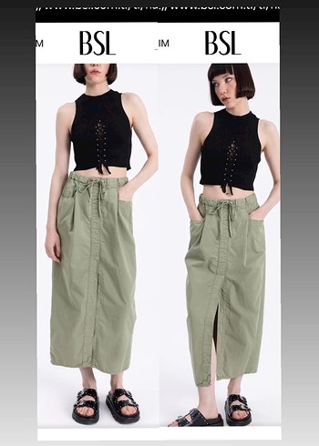 siyah yırtmaçlı uzun etek - Görsel 5