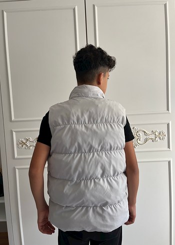 Diğer Erkek Çocuk Beyaz- Gri Yüksek Yakalı Yelek
