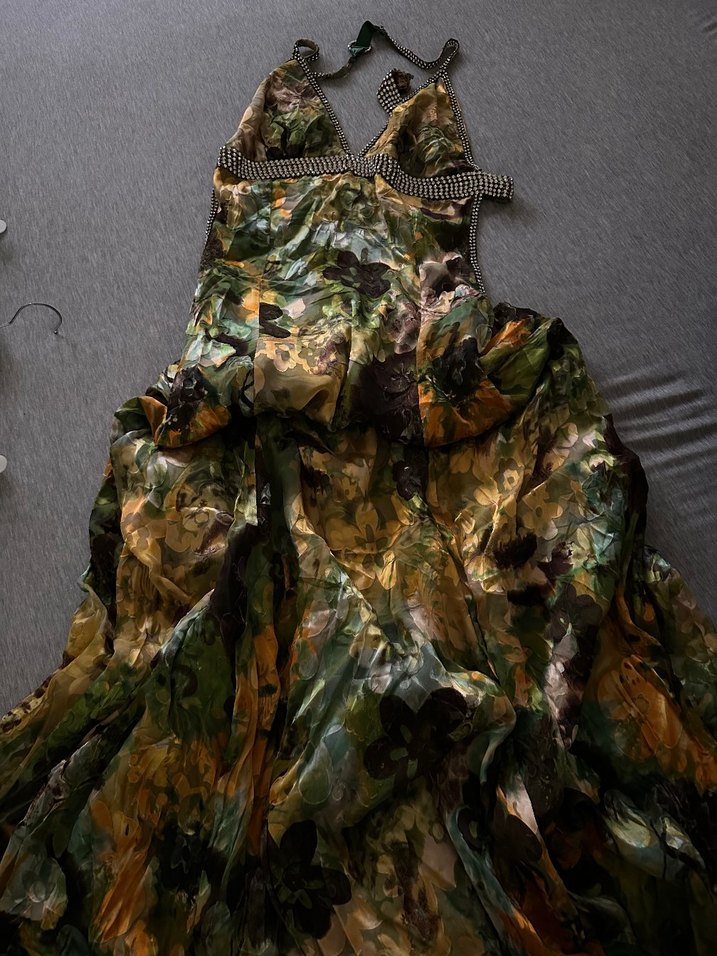 Taşlı Camo Desenli V Yaka Elbise — görsel 5/6