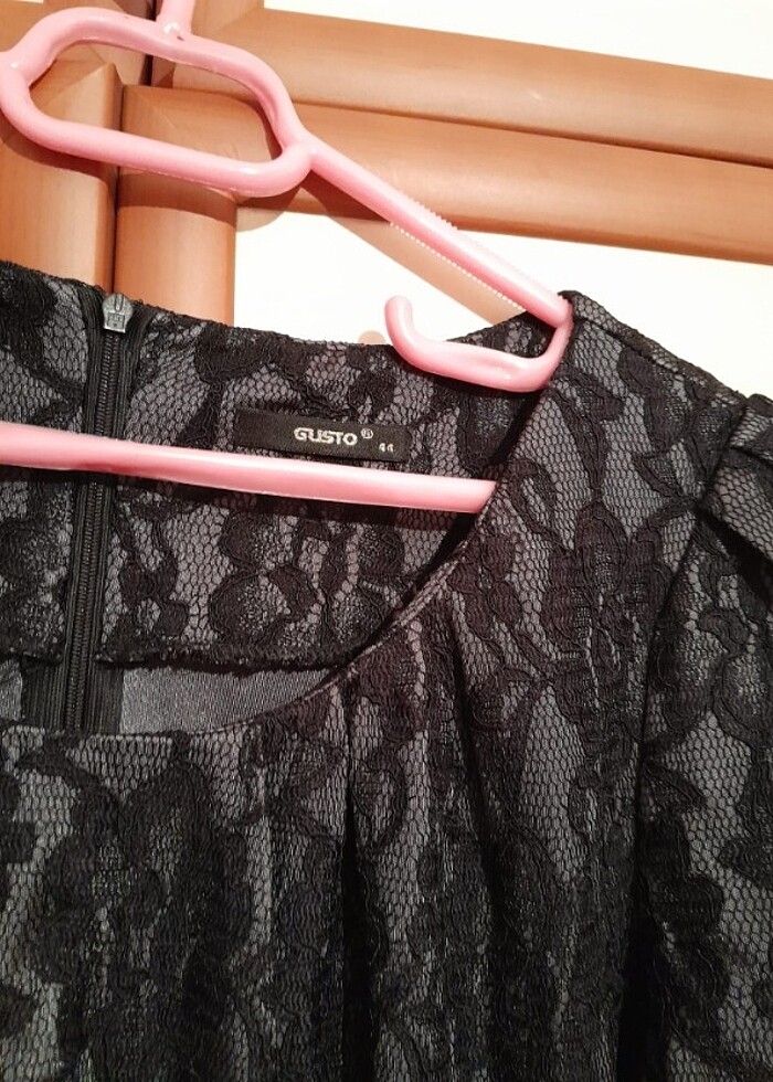 Dantel detaylı siyah kısa abiye elbise - Görsel 3