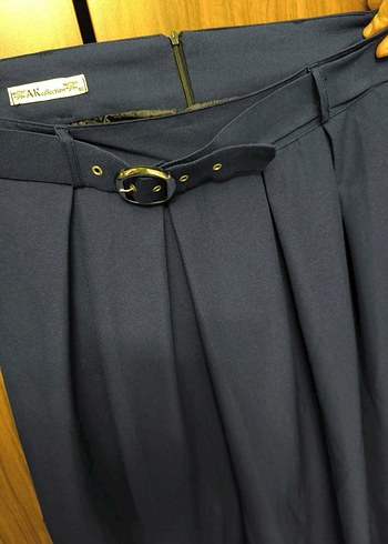 Lacivert Pilili Uzun Kadın Etek - Görsel 2