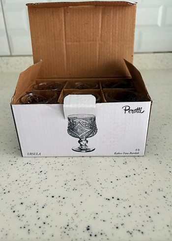 Perotti İşlemeli Koyu Cam kahve yanı bardak - Görsel 4