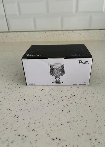 Perotti İşlemeli Koyu Cam kahve yanı bardak - Görsel 3