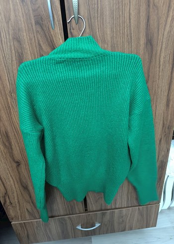 Nakışlı Yeşil Balıkçı Yaka Kadın Kazak - Görsel 2