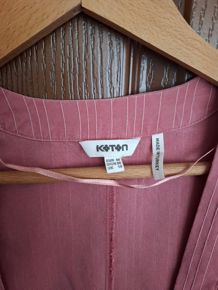 Pembe Midi Kadın Salaş Kimono - Görsel 3