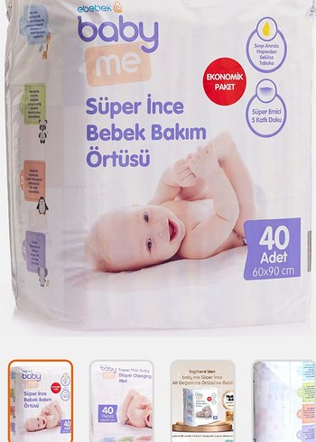 40 Adet Süper İnce Bebek Bakım Örtüsü 60x90 cm