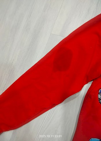 9 Yaş Beden Erkek Çocuk Kırmızı Transformers Baskılı Sweatshirt
