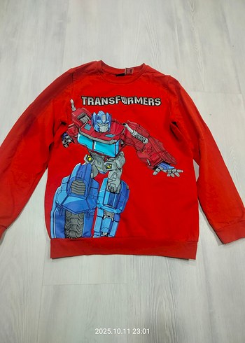 Erkek Çocuk Kırmızı Transformers Baskılı Sweatshirt