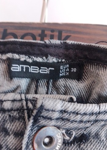 Diğer Gri Batik Desenli Bol Kesim Kadın Kot Pantolon