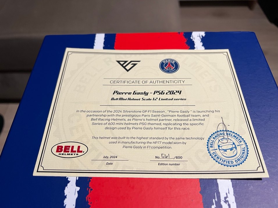 Pierre Gasly PSG 1/2 imzalı bell helmet - Görsel 4