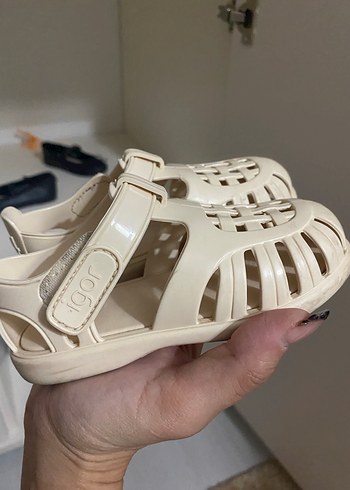 Krem  Kız Çocuk Cırtcırtlı sandalet - Görsel 3