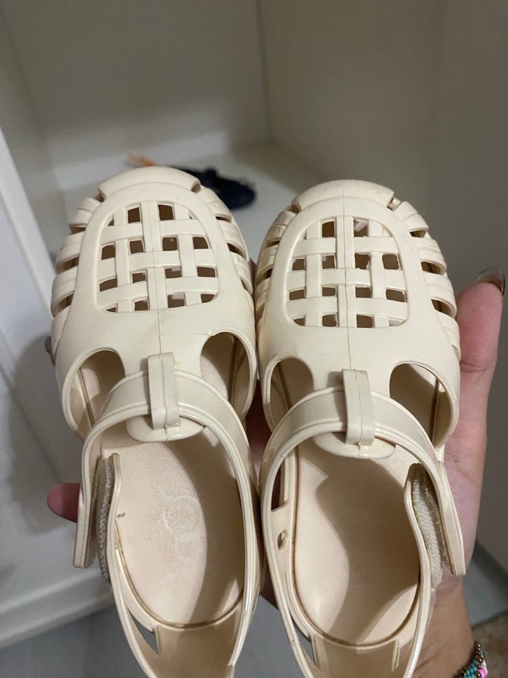 Krem  Kız Çocuk Cırtcırtlı sandalet - Görsel 2