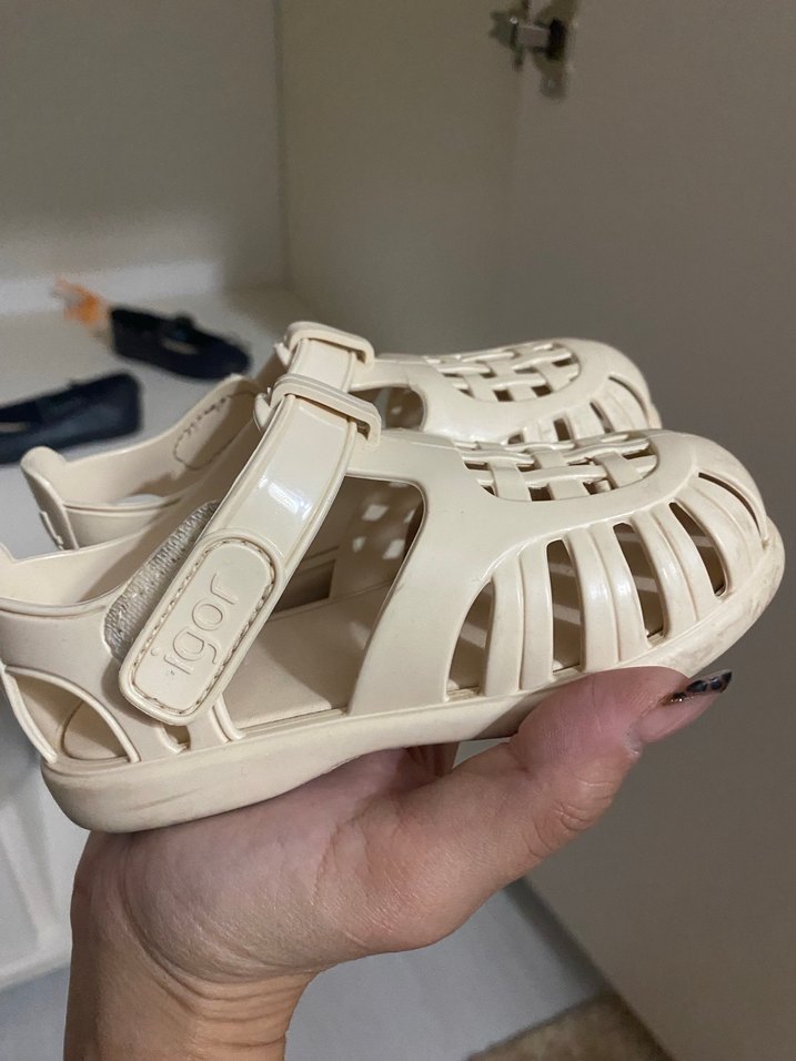 Krem  Kız Çocuk Cırtcırtlı sandalet - Görsel 3