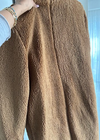 Kahverengi Uzun Peluş Kadın Kaban - Görsel 3
