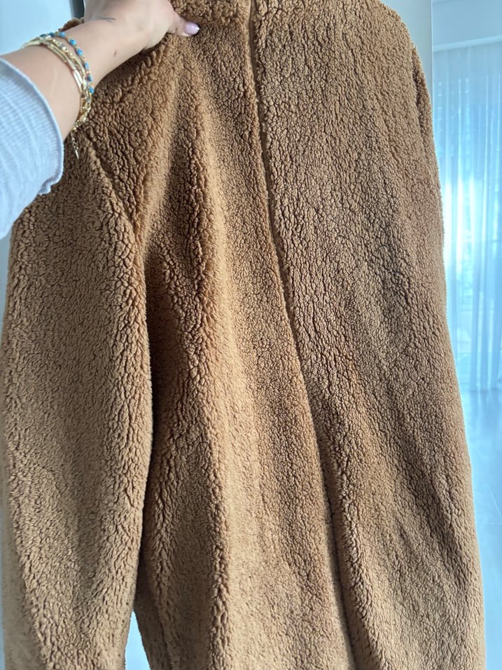 Kahverengi Uzun Peluş Kadın Kaban - Görsel 3