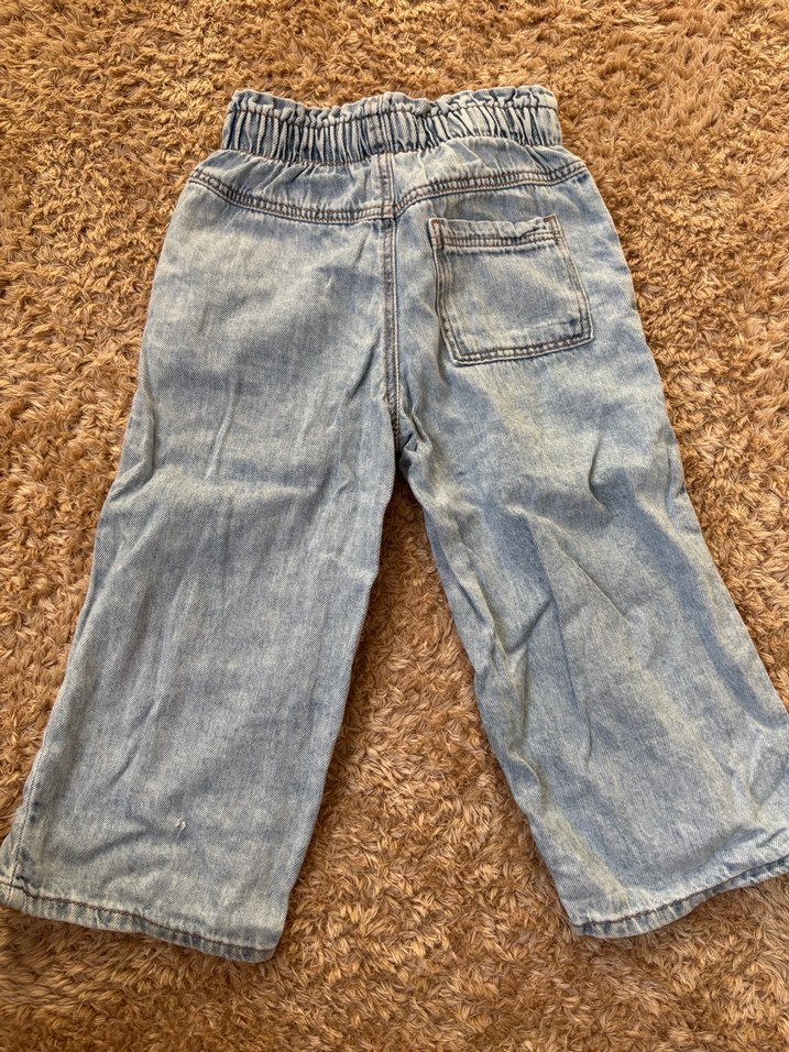 Zara Düğmeli Bol Kesim Kız Kot Pantolon - Görsel 2