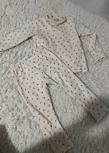 Cossiope uzun  Kollu Beyaz çiçekli Bebek Kız Takımı - Görsel 2