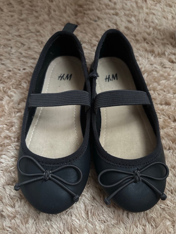 H&M Kız Çocuk Siyah kurdeleli Babet Ayakkabı - Görsel 2