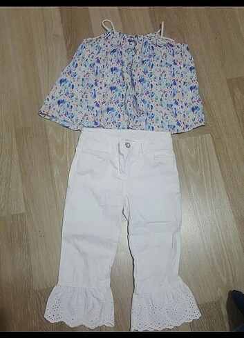 Koton Kids Kapri ve gomlek ikili sirin