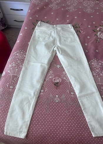l Beden Beyaz Kadın Midi Kot Pantolon
