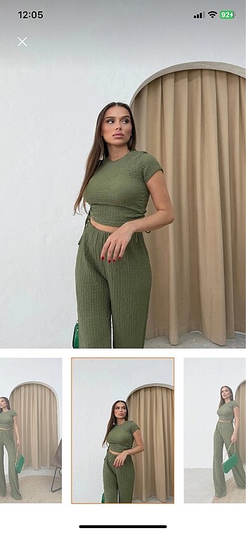 diğer Beden haki Renk Pantolon gofre