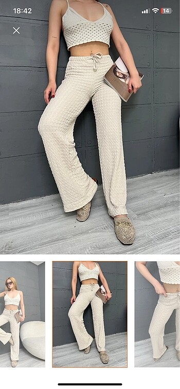 diğer Beden camel Renk Pantolon gofre