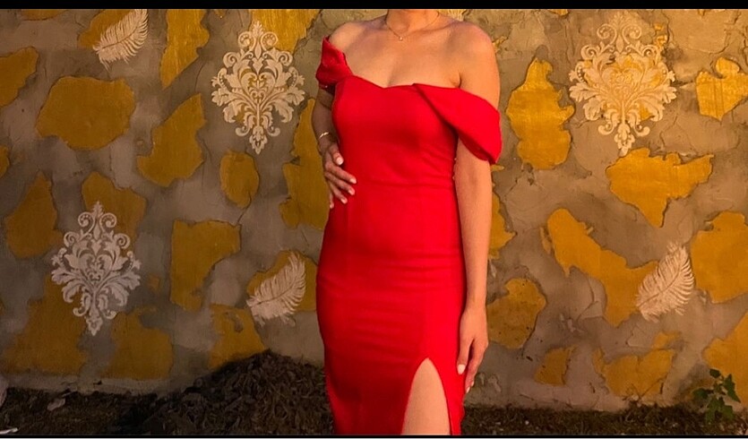 Zara Kırmızı Elbise- düğün- kına-abiye