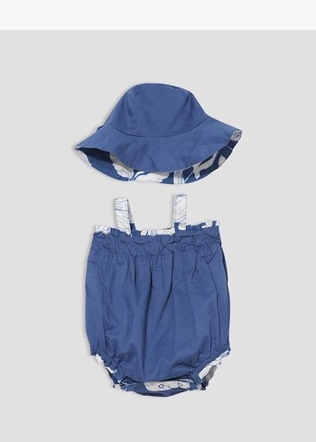 GAP Mavi Desenli Bebek Kız Tulum ve Şapka - Görsel 2