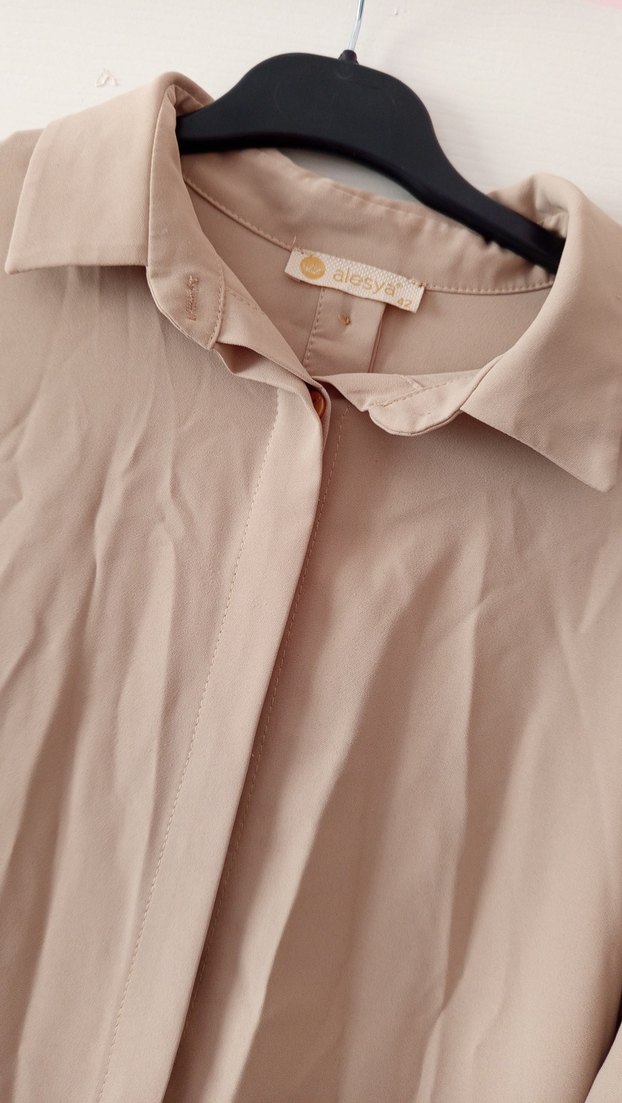 Bej Uzun Kollu Kadın Bornoz - Görsel 2