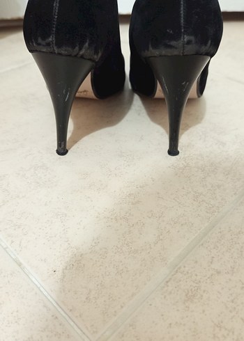 Siyah Süet Stiletto Yılan Desenli - Görsel 3