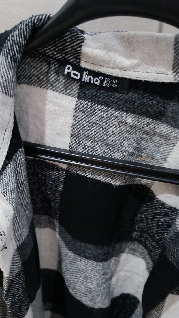 Gri Ekose Pamuklu Kadın oduncu Gömlek - Görsel 4