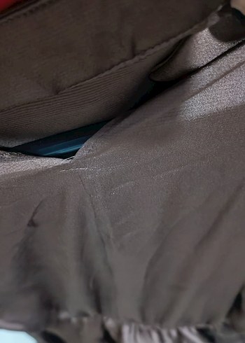 Uzun acı kahve saten Kadın Elbise - Görsel 6