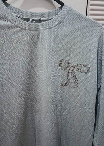 Gri Nakışlı Pamuklu Hamile Tunik - Görsel 2